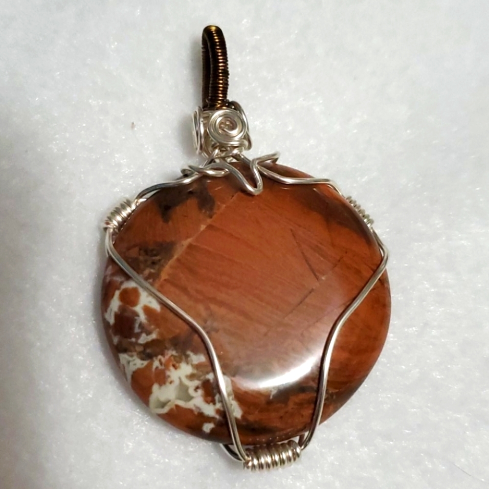 Jasper Wire Wrapped Pendant with chain